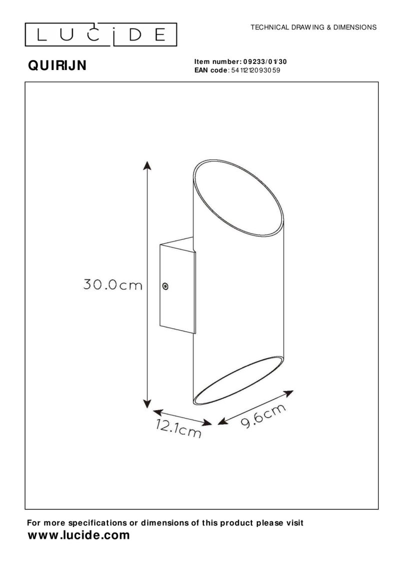 Lucide QUIRINE - Nástenné svietidlo - Ø 10 cm - 1xG9 - Čierna